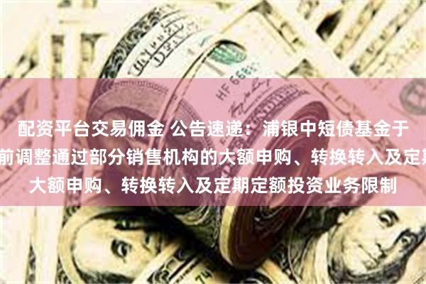 配资平台交易佣金 公告速递：浦银中短债基金于2025年劳动节假期前调整通过部分销售机构的大额申购、转换转入及定期定额投资业务限制