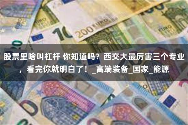 股票里啥叫杠杆 你知道吗？西交大最厉害三个专业，看完你就明白了！_高端装备_国家_能源